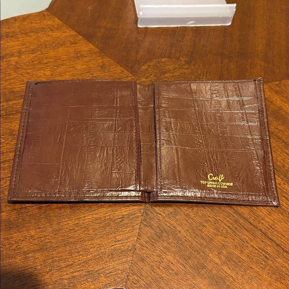 Craft Wallet Top grain cowhide Leather Unisex Eel skin pattern print NWOT